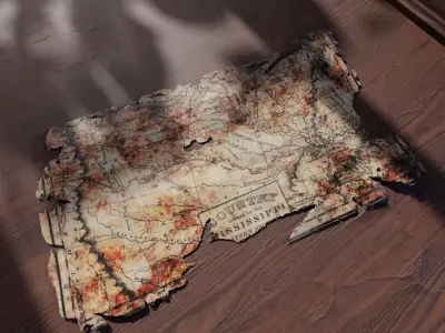 3D Worn Map of Mississippi model 3D model