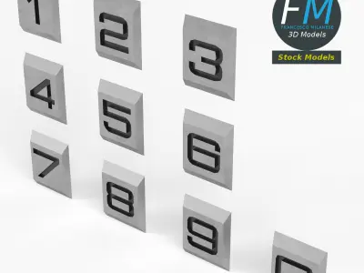 Engraved numbers 3D model