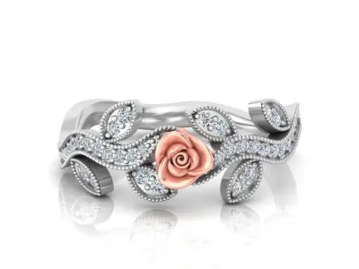 Rose Flower Ring 3D print model 3D print model