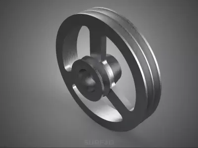 2 STEP STEPPED PULLEY CHANNEL GROOVE SHEAVE V BELT TRACTOR WHEEL 3D model