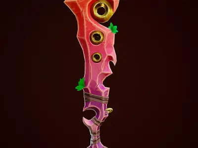 Coral Stylize Sword Low-poly 3D model