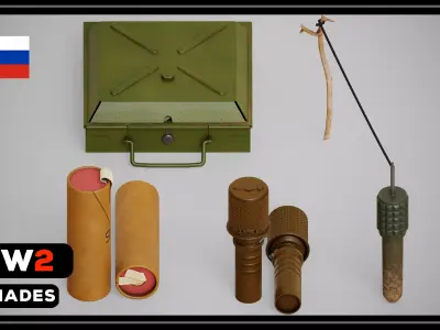 RUSSIA WW2 Explosive equipment Low-poly 3D model