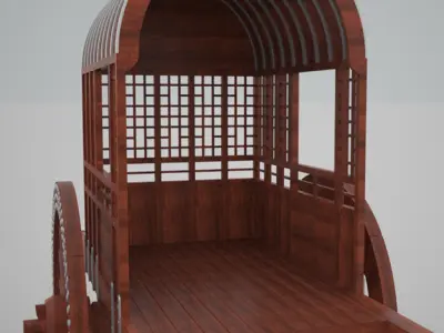 Chinese wooden cart 3D model