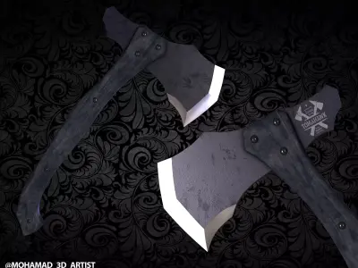 Tactical axe Low-poly 3D model purchase
