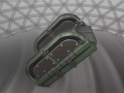 Sci-Fi Stairs - 31 - Green Version Low-poly 3D model