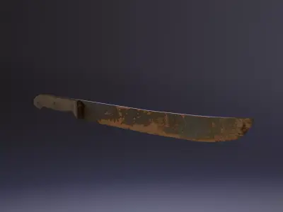 Realistic Worn Rusty Machete 20 inch  Game Ready FBX OBJ BLEND Free low-poly 3D model