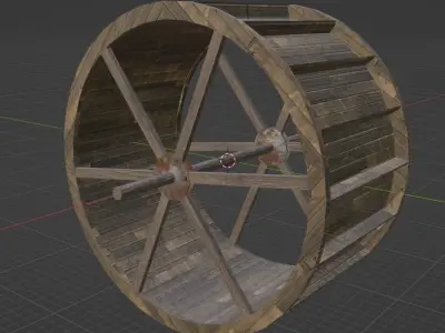 Water Wheel Free low-poly 3D model