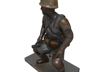 Rusty Soldier Miner Statue Low-poly 3D model