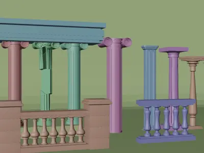 Antique set Pillar  3D model