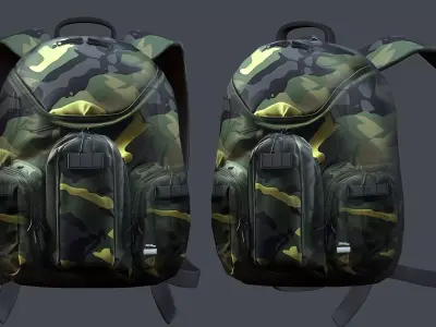 Backpack Camping Generic military human bag storqge baggage Low-poly 3D model 14