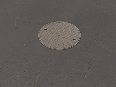 3 types Manhole decal Low-poly 3D model