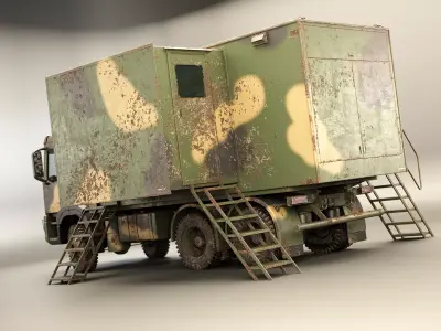 Generic Military Command Truck Sand Camo Dirt and Rust 3D model