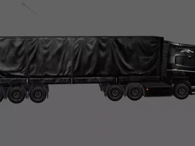 Realistic Heavy  semi  Truck  European Cargo Truck 8x4 Low-poly 3D model