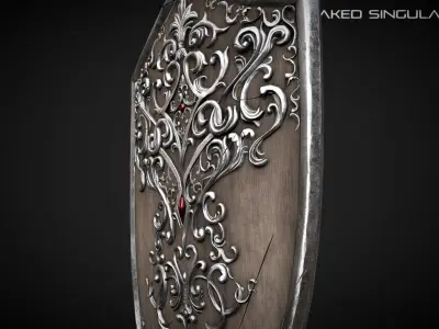Royal Shield Medieval dark fantasy weapon Low-poly 3D model