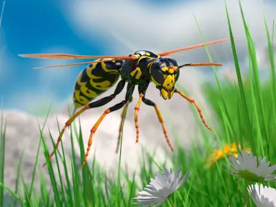 Paper Wasp Rigged for Maya 3D model