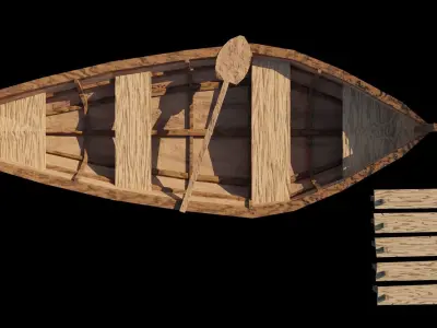 Boat Model wooden canoe Free 3D model