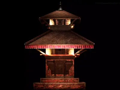 Nepali Pagoda Temple Low-poly 3D model