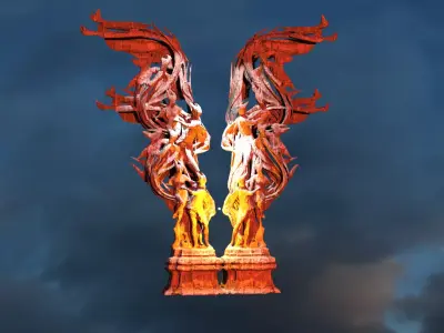 Dantes Inferno corpse dance stone Low-poly 3D model
