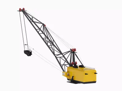 Excavator Dragline Crane Simplified ES11-70 Low-poly 3D model