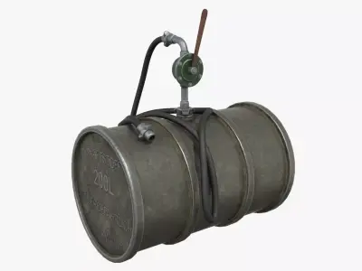 Oil Drum Fuel Stowed Low-poly 3D model