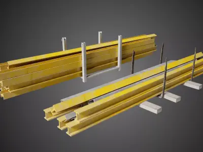Metal Steel Beams Industrial Prop Low-poly 3D model