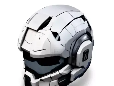 Scifi Helmet Futuristic Headgear Low-poly 3D model