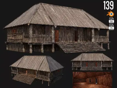 Old Wooden House 4K Textures GameReady 139 Low-poly 3D model