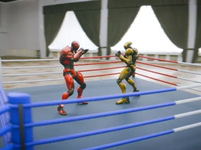 Battle Arena Sci fi robots animated Low-poly 3D model