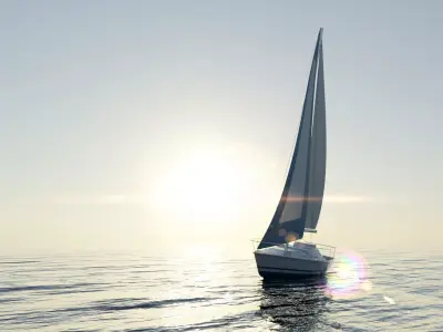 Monohull Sailboat Low-poly 3D model