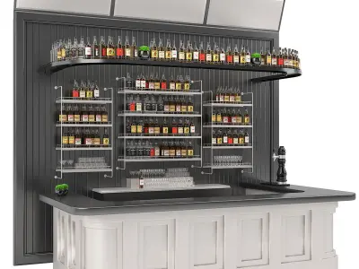 Bar set 01 part 04 bar counter and drinks and shelves 3D model