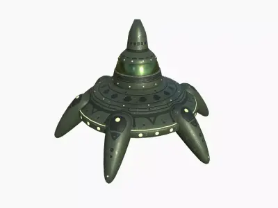 Alien Spaceship UFO G05 Dark Green - Sci Fi Spacecraft Design Low-poly 3D model