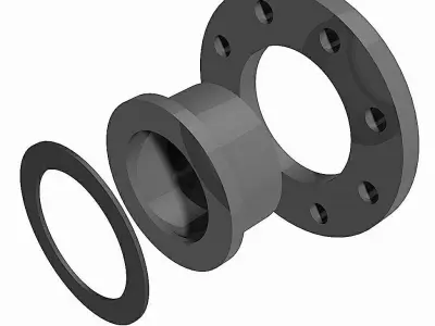 PVC Flange sets DIN2501 Loose Flanges - adaptors and gaskets Free 3D model