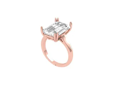 Emerald Solitaire Ring 3D print model 14