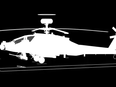 AH64E Apache Longbow Helicopter Gray Rigged Low-poly 3D model