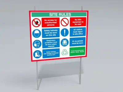 Heath Safety and Environment HSE Sign Low-poly 3D model