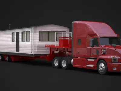 US Semi-Truck and House Trailer 3D model