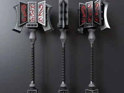 Fantasy style war hammer B2 3D model