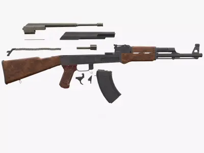 AK-47 Game Ready Low Poly Low-poly 3D model