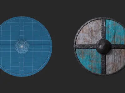 Viking shield Low-poly 3D model - Game Ready Low-poly 3D model