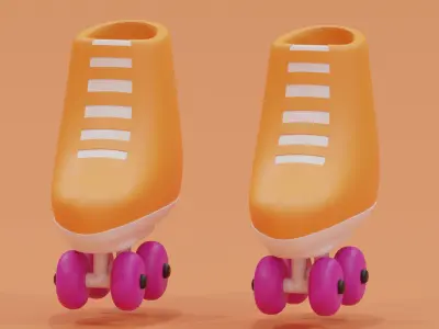 Cartoon Quad Roller Skates 3D model
