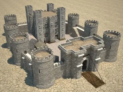 medieval Castle Low-poly 3D model from CGTrader