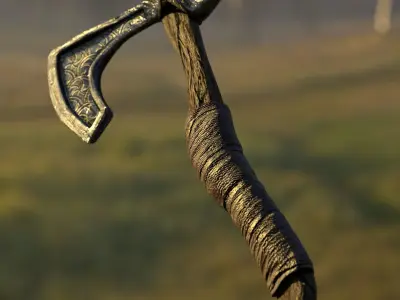 Game Ready Scandinavian Axe Melee Weapon Low-poly 3D model