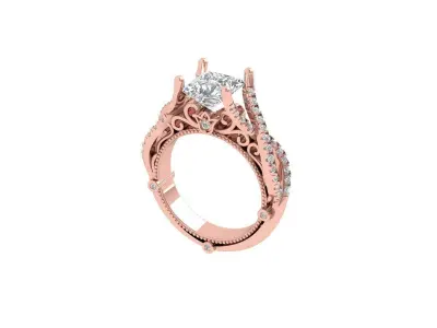 Princess Art Deco Ring 3D print model 16