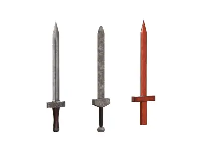 Sword three swords Low-poly 3D model