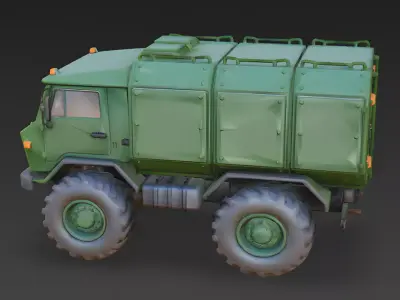 Stylized Forest Green Command SUV 3D Model Low-poly 3D model