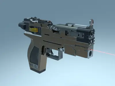 Cyberpunk Pistol Low-poly 3D model