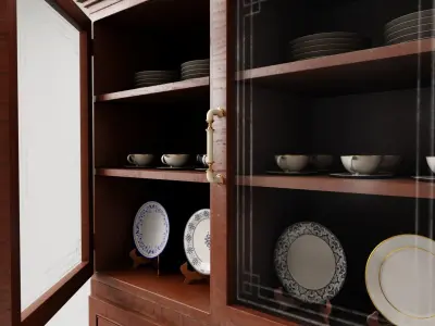 Antique Wood Cabinet 3D model