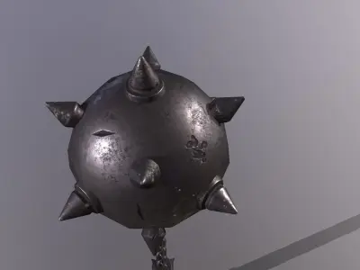 hammer 3 metal hook with chain Low-poly 3D model