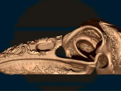 Deluxe Ornamental Bird skull 3D print model