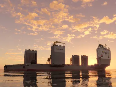 Heavy transport vessel grey 3D model